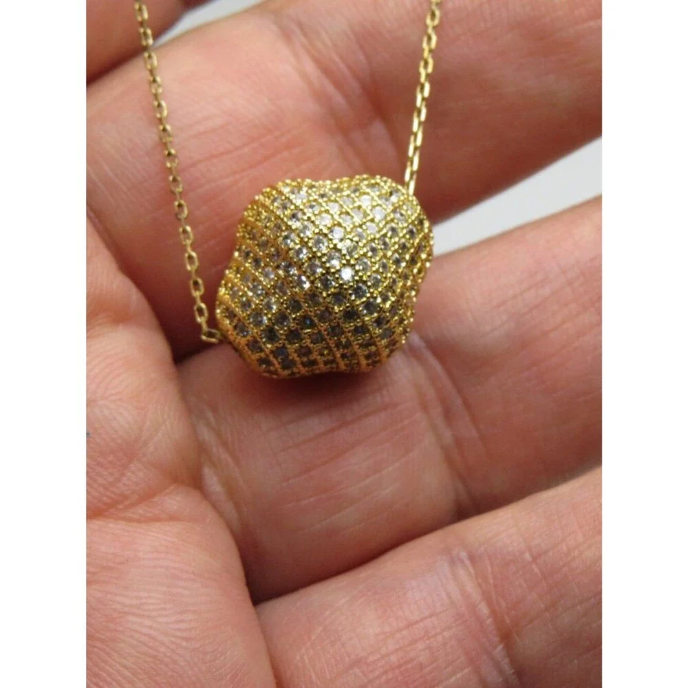 14k *925 Sterling Silver Diamond Pendant Necklace